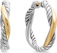 David Yurman Petite Infinity Hoop Earrings in Sterling Silver with 14K Yellow Gold