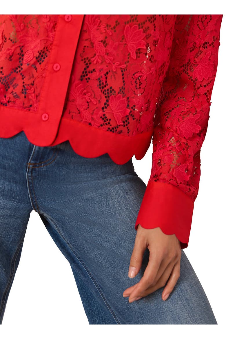 Lace Cropped Shirt, Alternate, color, Red