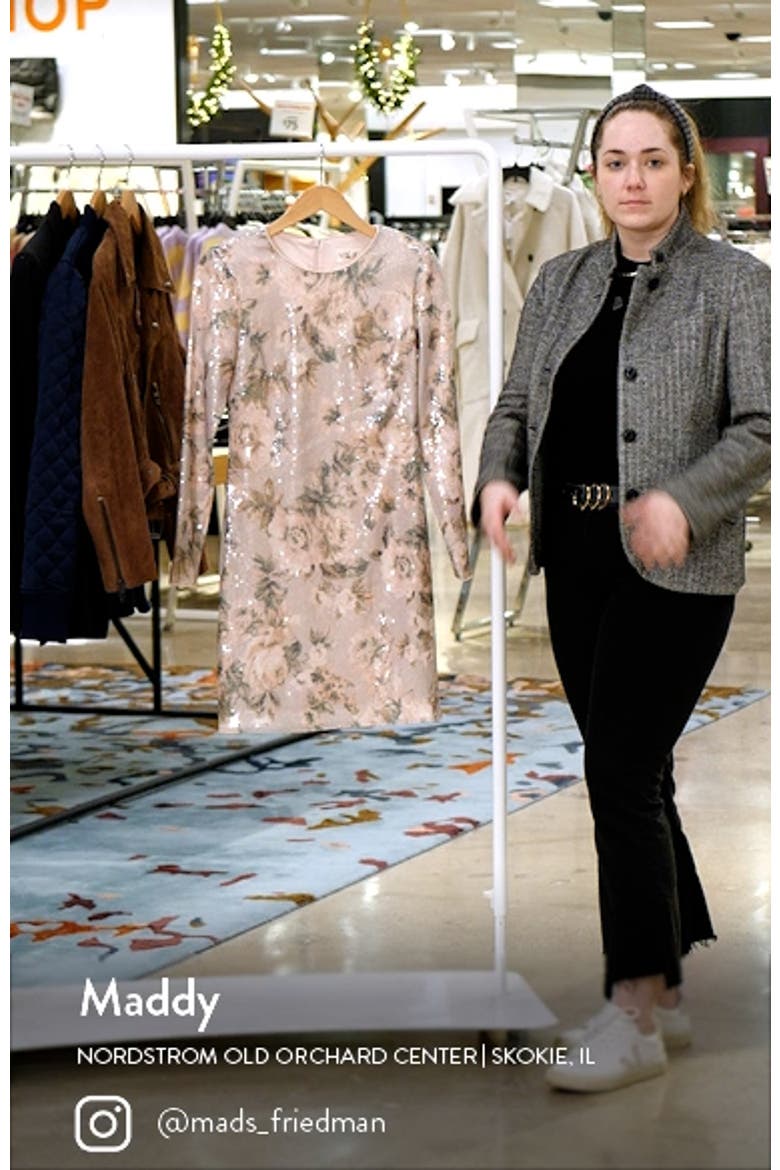 Floral Sequin Long Sleeve Cocktail Dress video