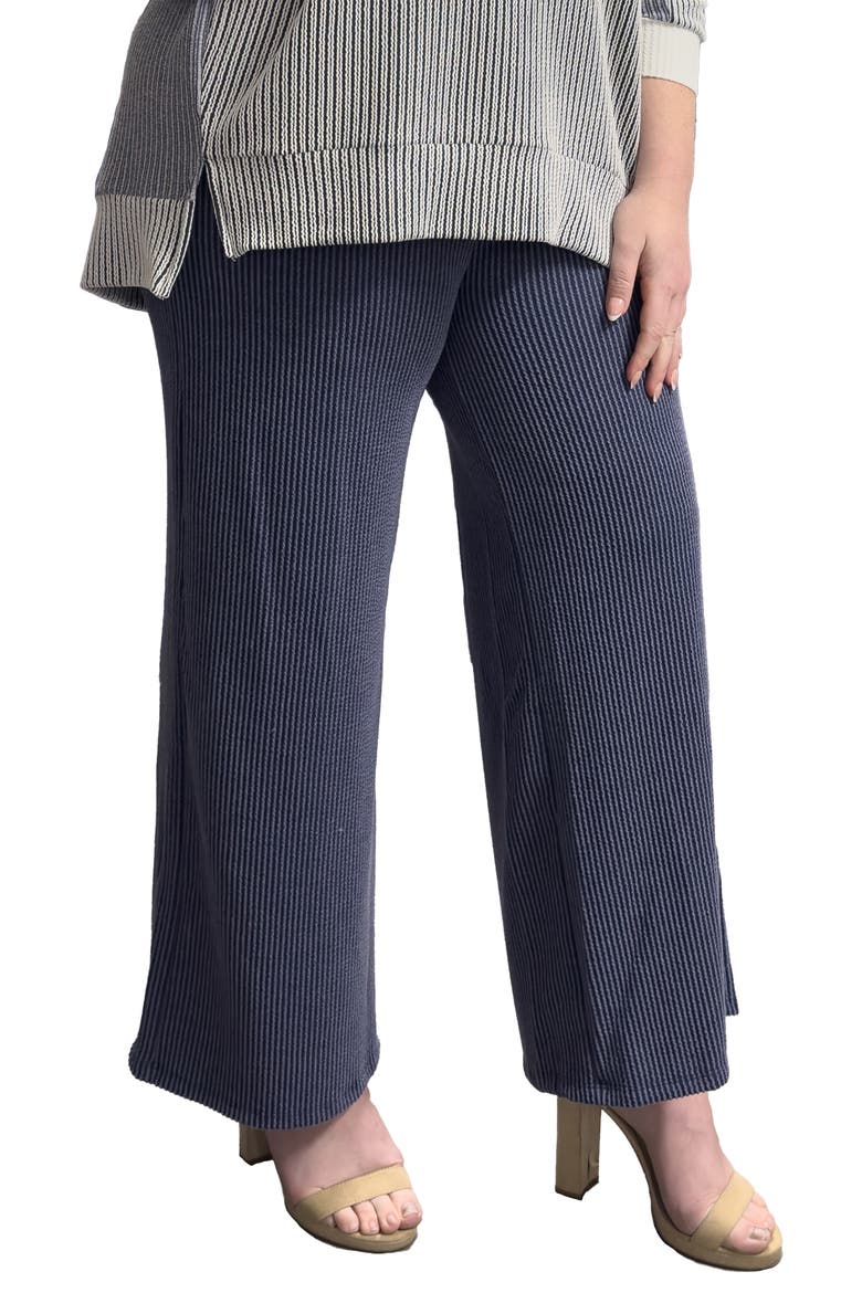 Texture Wide Leg Ankle Pants, Main, color, NAVY
