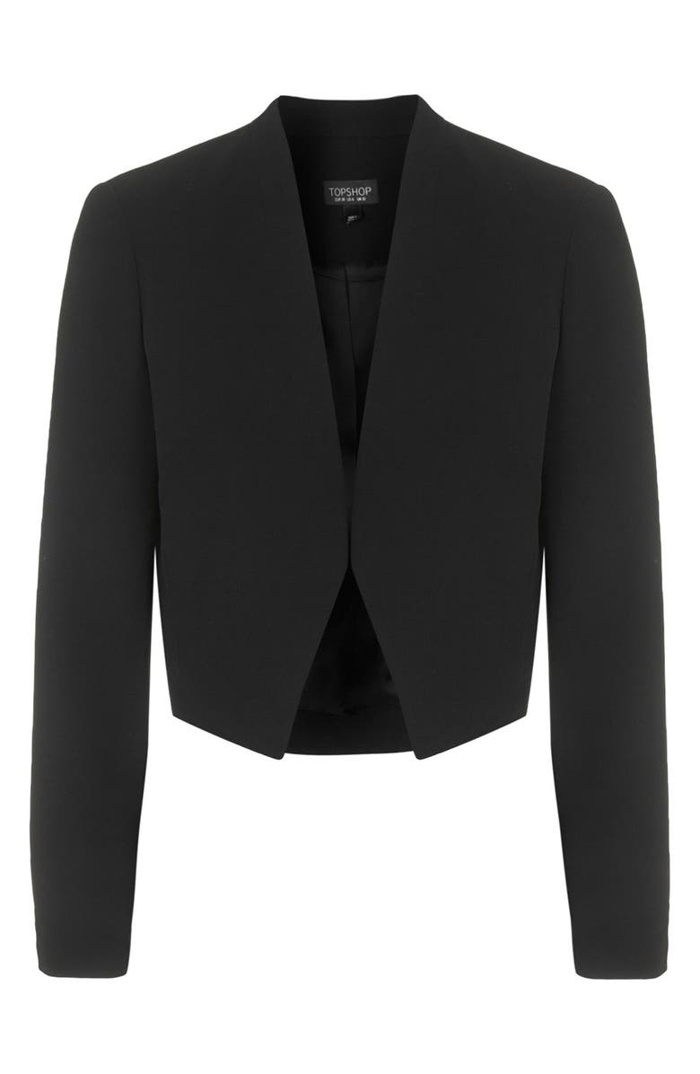 Topshop Crop Crepe Jacket, Alternate, color,