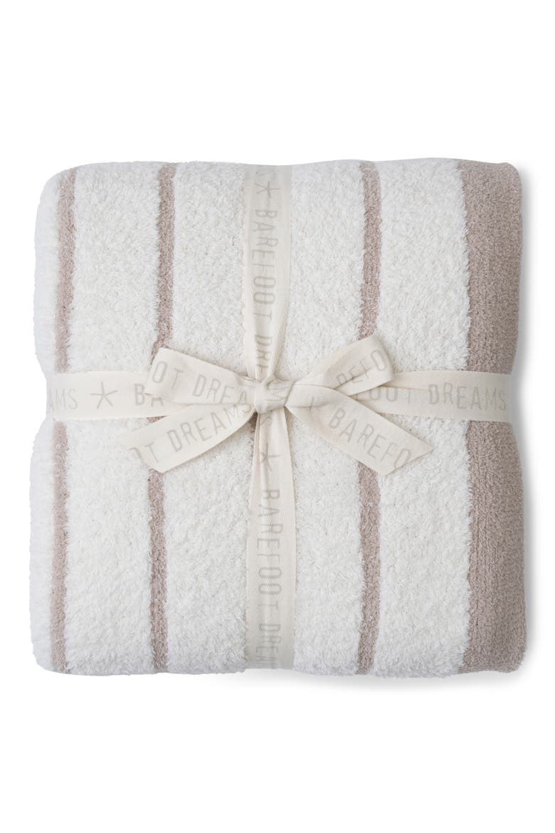 CozyChic® Border Stripe Throw Blanket, Main, color, SAHARA/ CREAM