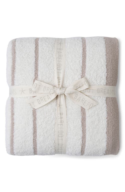 Barefoot Dreams Cozychic Border Stripe Throw In Sahara/cream