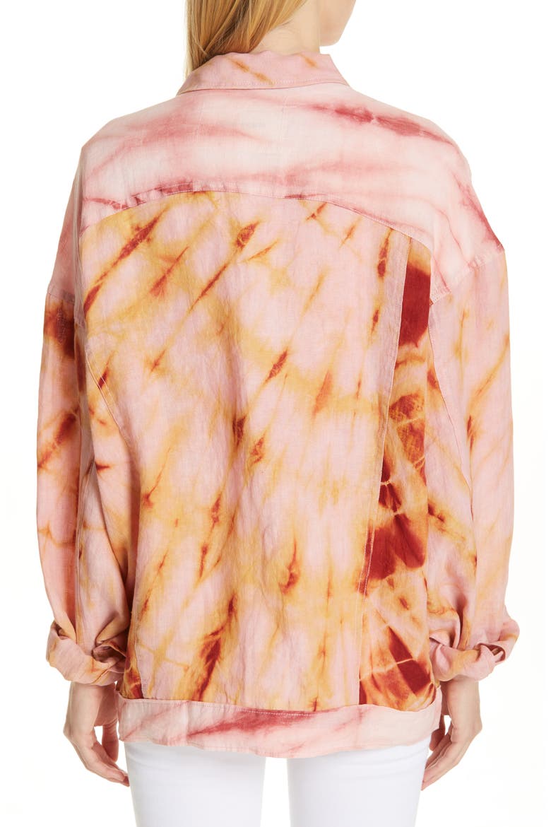 Monday Tie Dye Linen Jacket, Alternate, color, RASPBERRY RIPPLE
