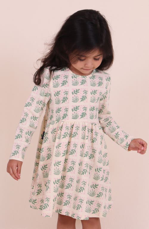 Tiny Tribe Kids' Flower Garden Long Sleeve Cotton Jersey Dress In Neutral