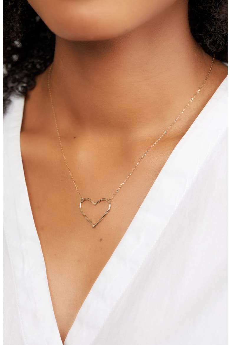 Large 14K Gold Open Heart Pendant Necklace, Alternate, color, YELLOW