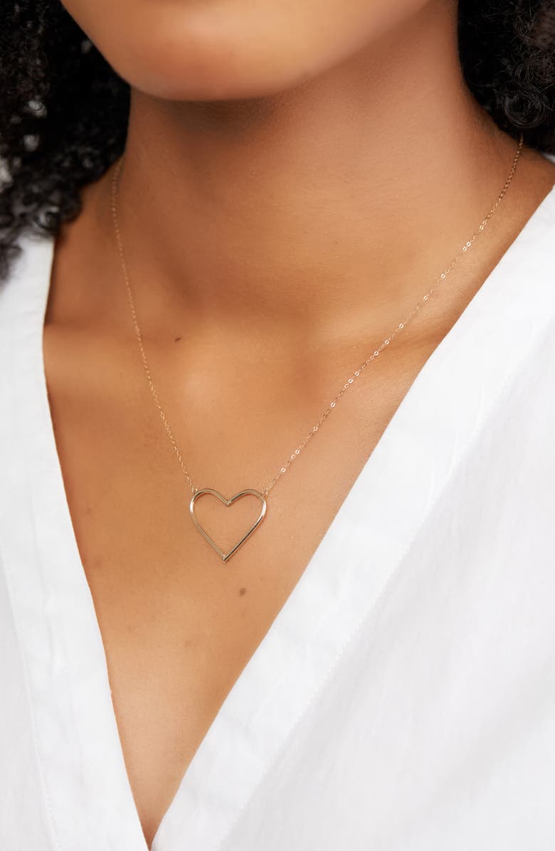 Bony Levy Large 14K Gold Open Heart Pendant Necklace, Alternate, color, Yellow Gold
