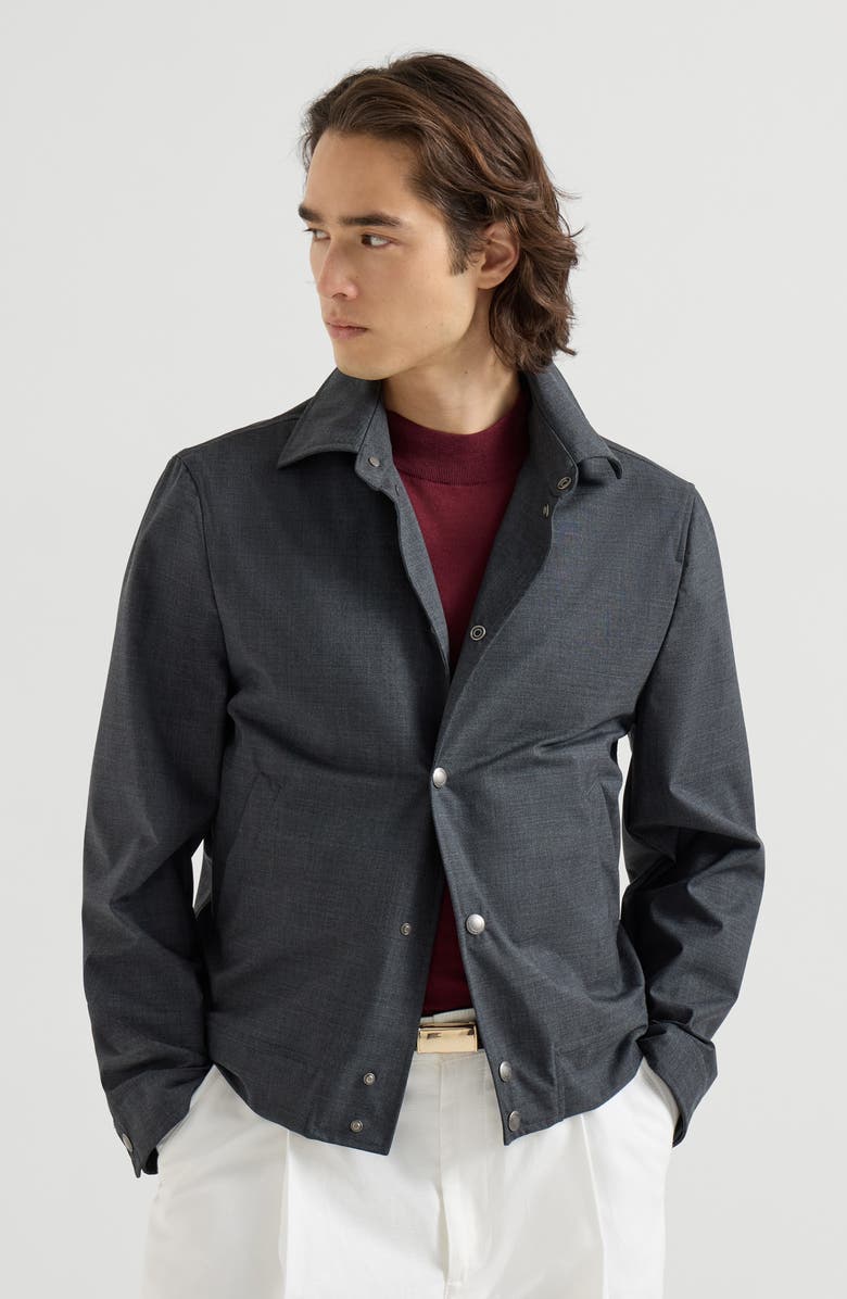 Brunello Cucinelli Virgin wool fresco outerwear jacket, Alternate, color, Dark Grey