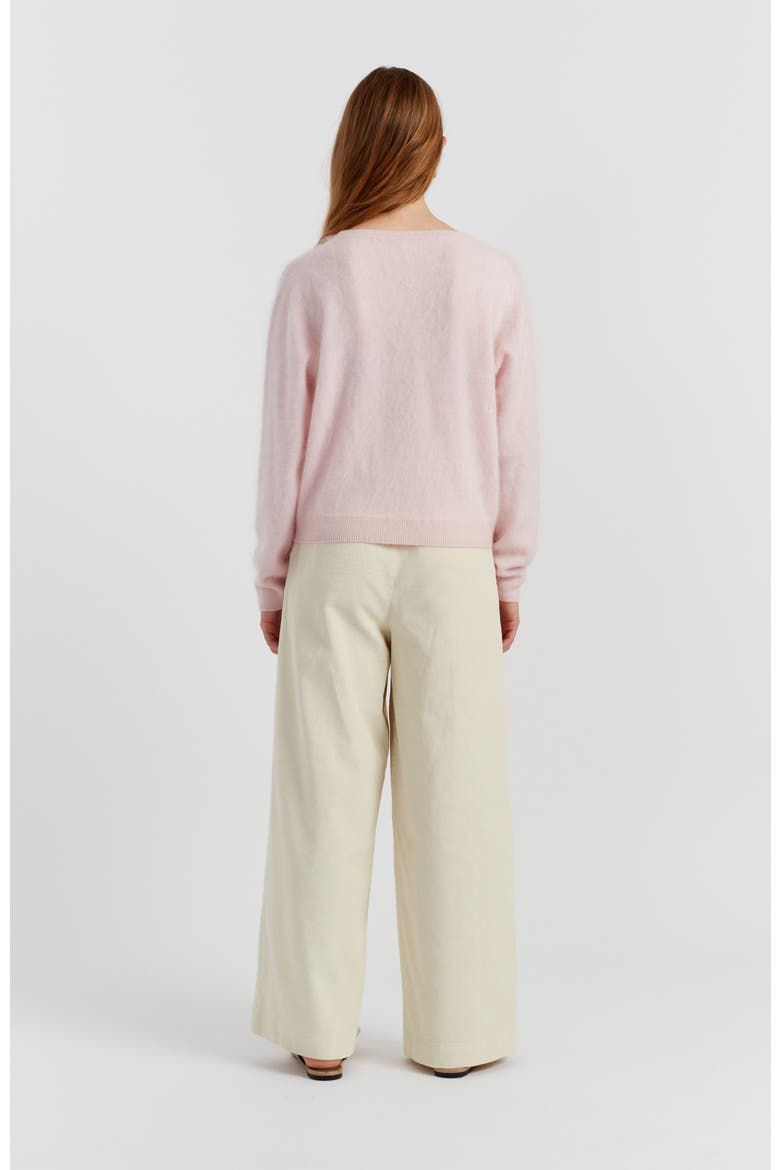 Brushed Cashmere Crewneck Sweater, Alternate, color, Peachy Pink