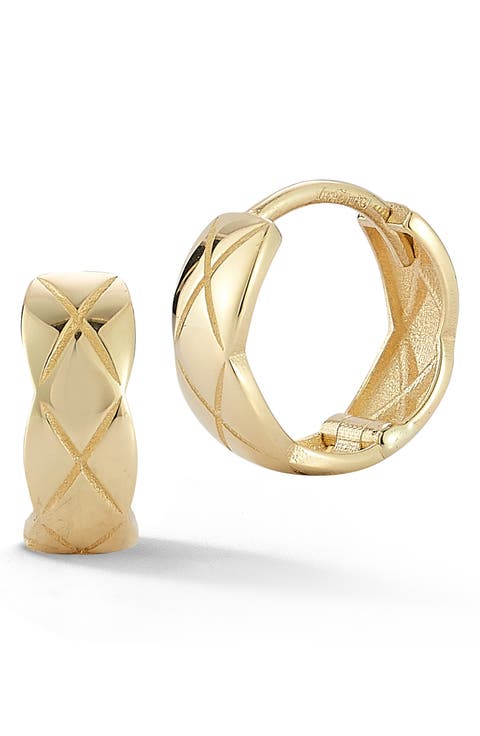 Quilted Huggie Hoop Earrings