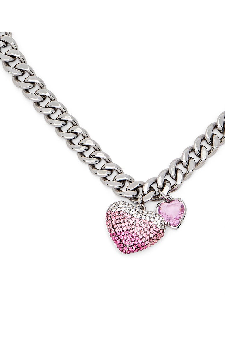 Marc Jacobs Heart Balloon Pavé Necklace, Alternate, color, Silver/ Rose