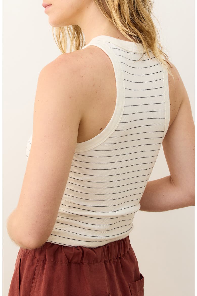 Lexi Sun-In Stripe High Neck Crop Rib Tank, Alternate, color, BLACK/ OFF WHITE STRIPE