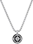 HMY JEWELRY Men's Black Enamel Compass Pendant Necklace