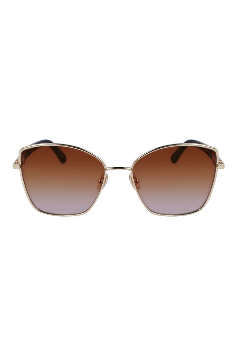 Gancini Tea Cup 60mm Gradient Butterfly Sunglasses, Main, color, GOLD/ BROWN GRADIENT