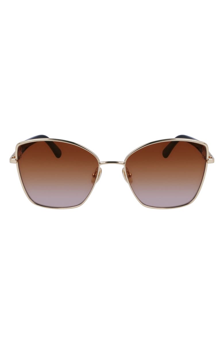 FERRAGAMO Gancini Tea Cup 60mm Gradient Butterfly Sunglasses, Main, color, Gold/ Brown Gradient