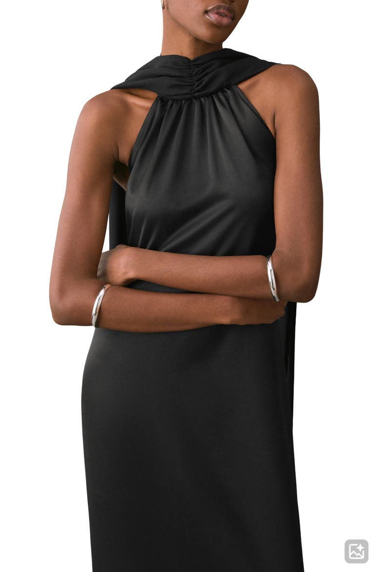Satin Halter Dress, Alternate, color, BLACK