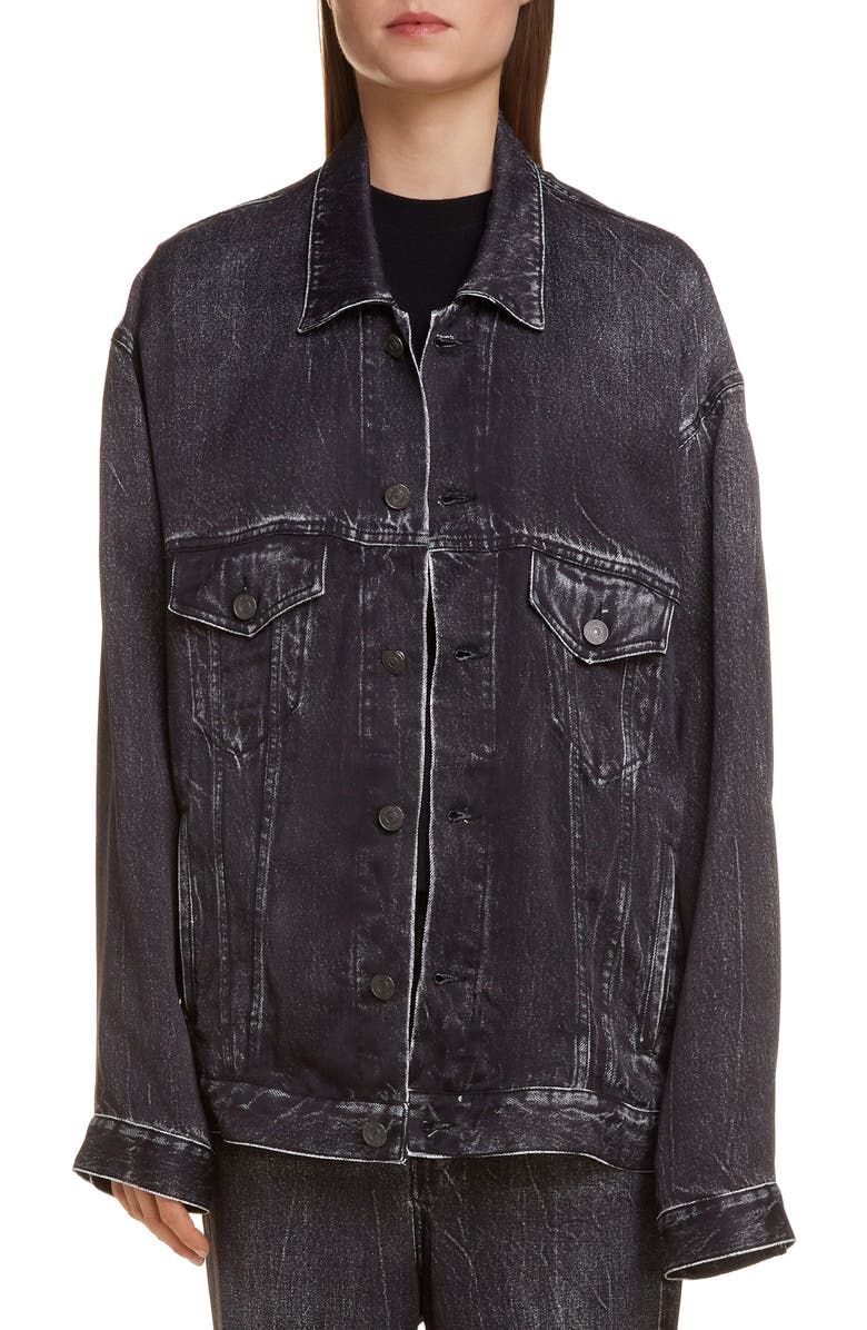 Balenciaga Oversize Trompe l'Oeil Satin Jacket, Main, color, 