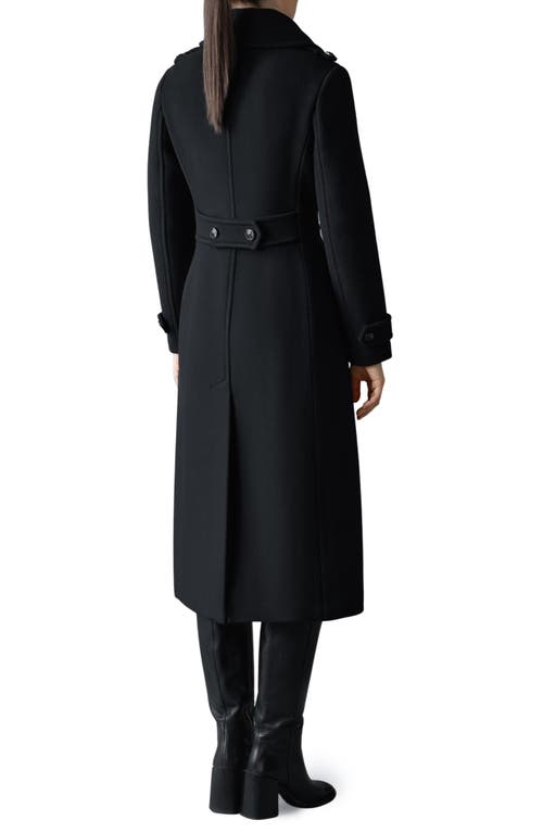 Mackage Elodie Double Breasted Military Maxi Coat In Black