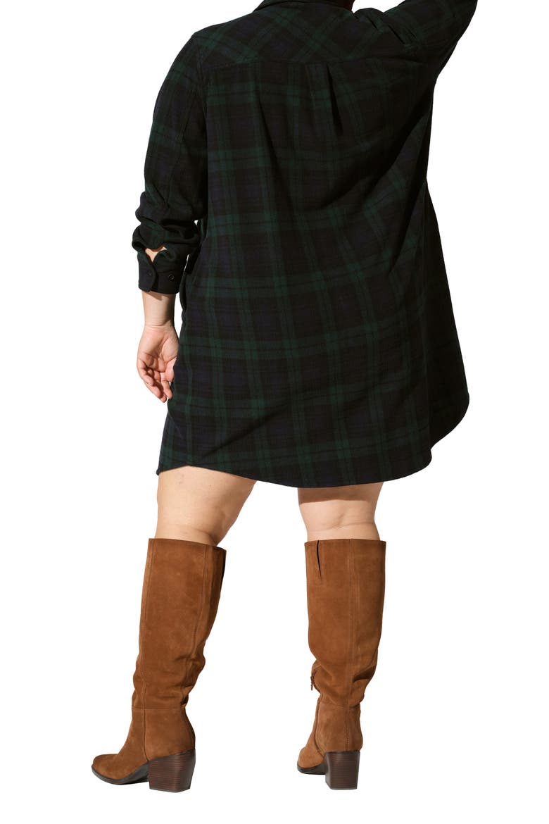 Long Sleeve Check Flannel Shirtdress, Alternate, color, YOSEMITE PLAID BLACK