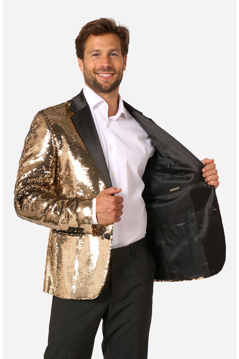Groovy Gold Sequin Dinner Jacket, Alternate, color, GOLD