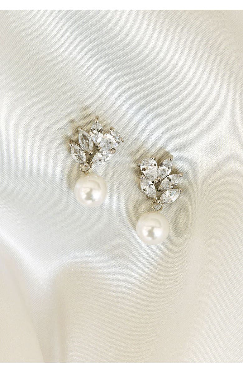 Untamed Petals Poise Pearl Drop Earrings, Alternate, color, Silver