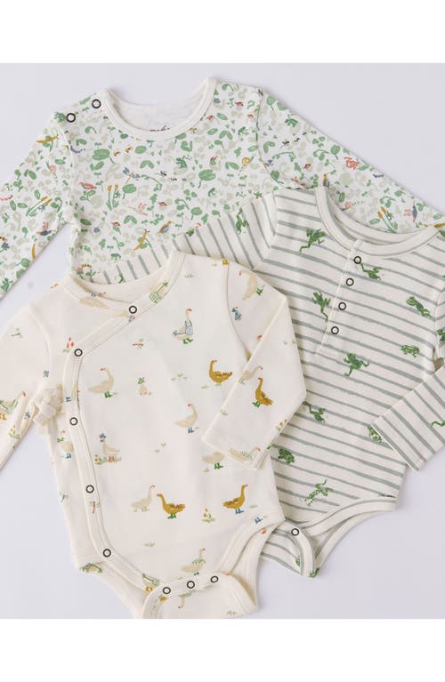 Pehr Long Sleeve Organic Cotton Bodysuit In Duck Duck Goose