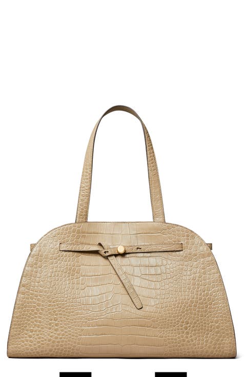 Romy Croc Embossed Leather Bauletto