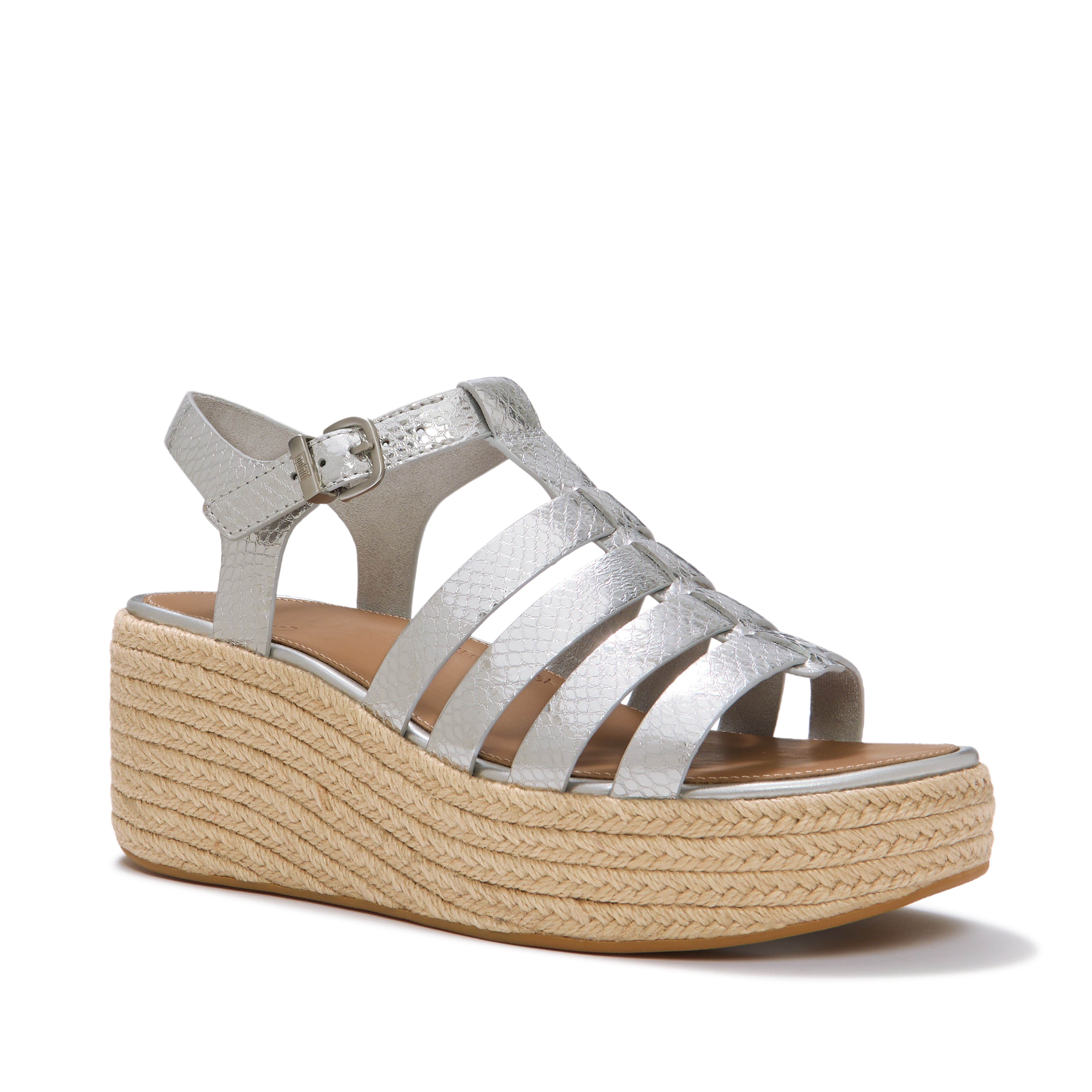 Platfform Metallic Espadrille Fisherman Sandals, Main, color, Silver