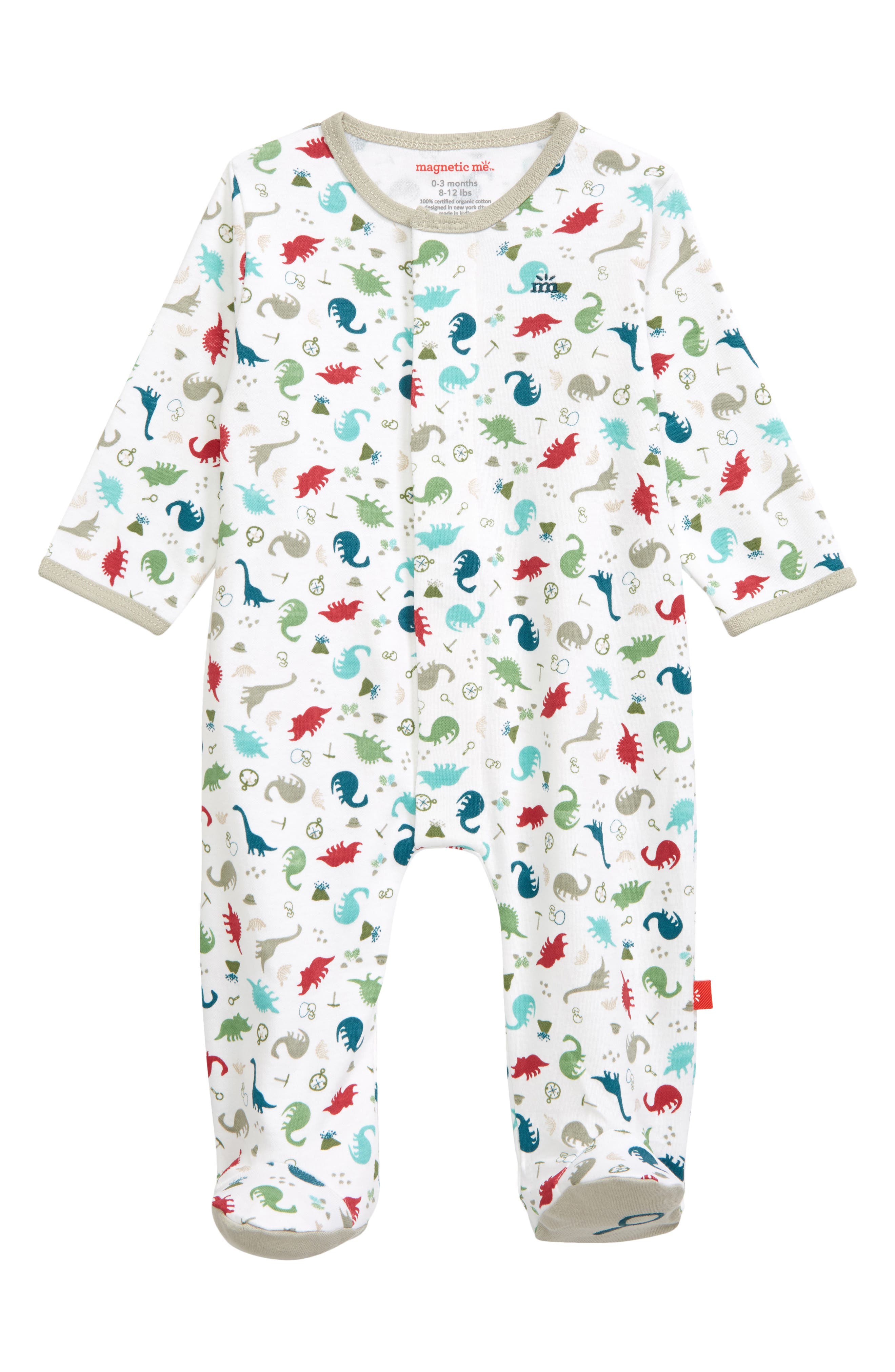 Magnetic Me Dino Expedition Organic Cotton Fitted One-Piece Pajamas ...