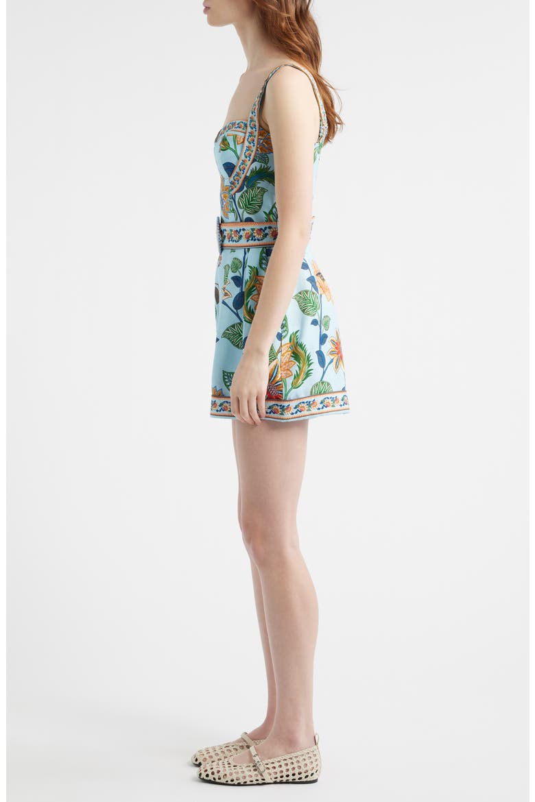 Floral Border Print Linen Blend Romper, Alternate, color, FLORAL DELHI LIGHT BLUE