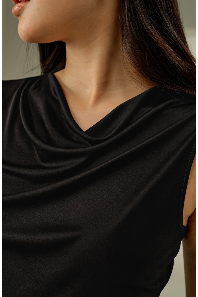 Women's Silk Jersey Cowl-neck Sleeveless Top, Alternate, color, Black