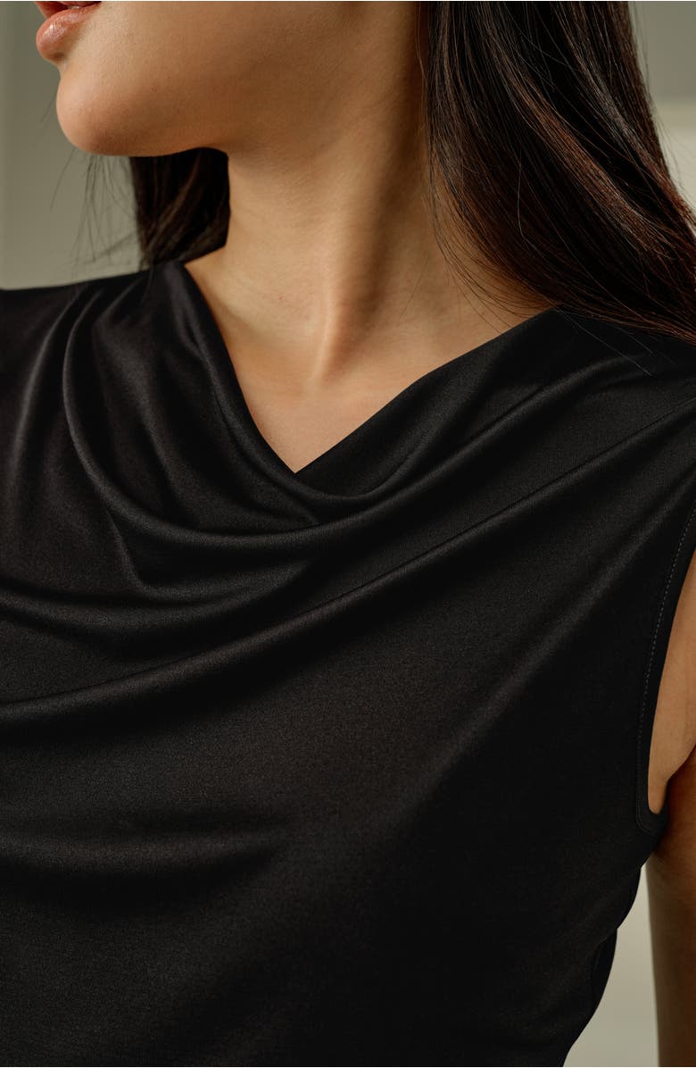 Lilysilk Women's Silk Jersey Cowl-neck Sleeveless Top, Alternate, color, Black