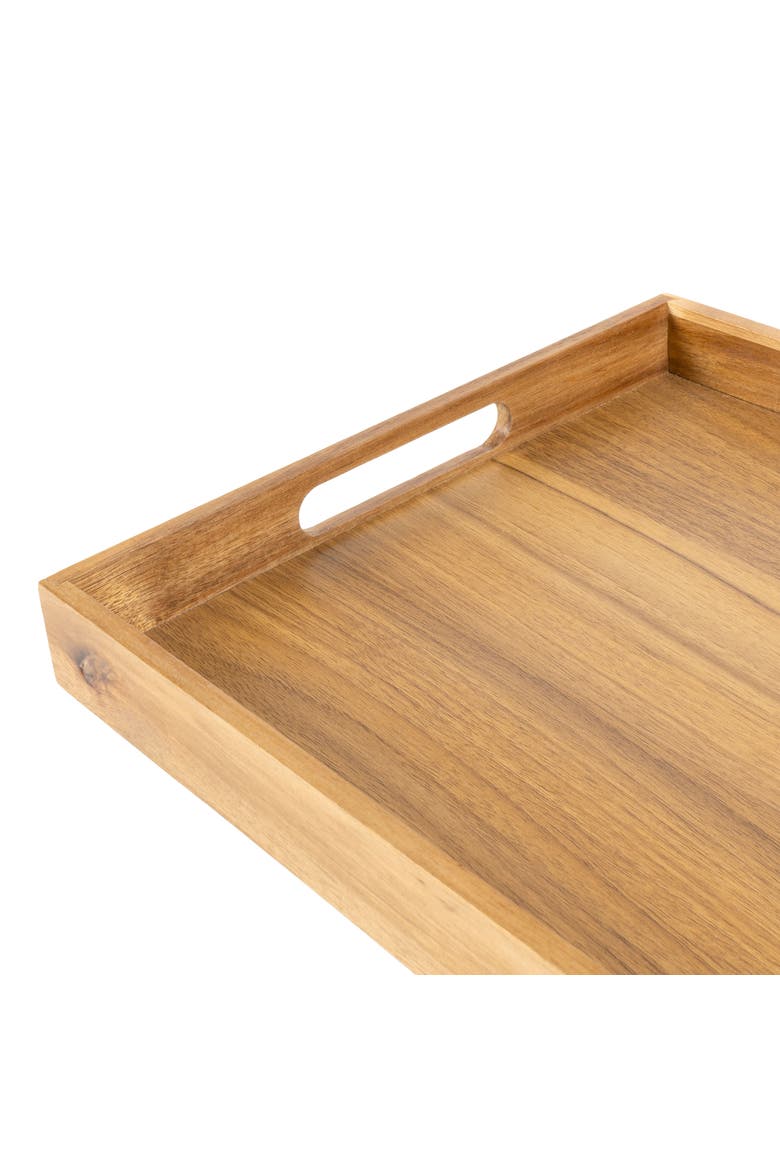 Soren W Handcrafted Large Acacia Wood Rectangular Serving Tray with Handles, Alternate, color, Natural