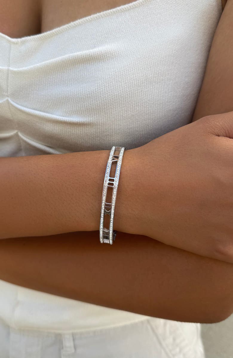 Adornia Set of 2 Clover & Roman Bangle Bracelets, Alternate, color, Silver