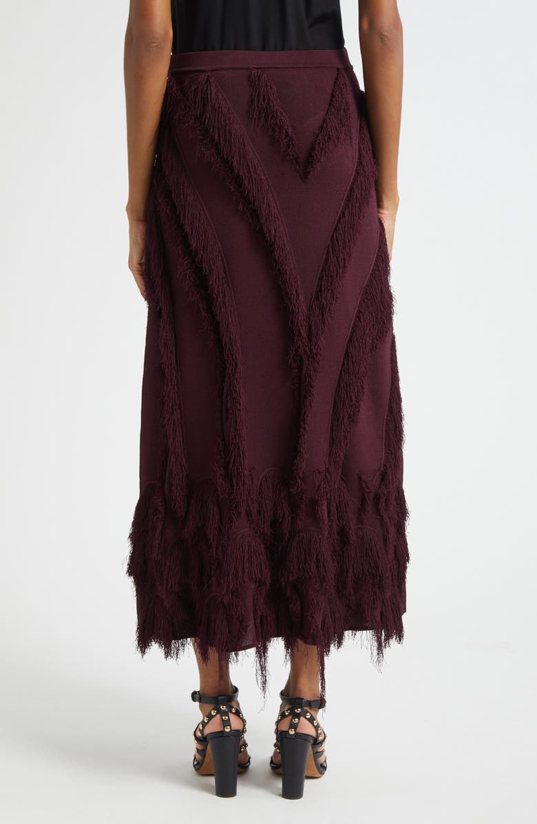 Ulla Johnson Astri Fringe Detail Knit Maxi Skirt, Alternate, color, Mahogany