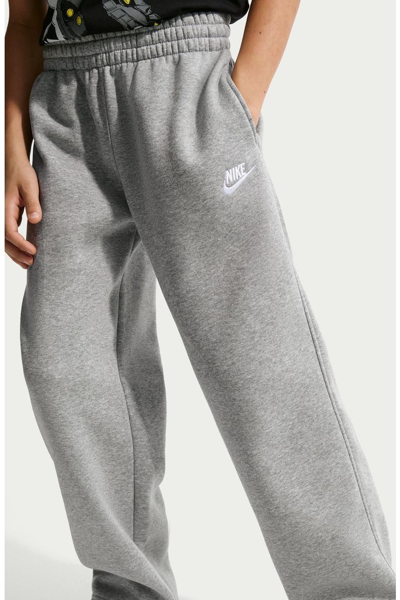 Kids' French Terry Wide Leg Pants, Alternate, color, 063 DK GREY HEATHER/WHITE