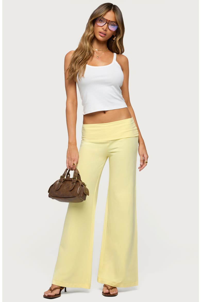 Wide Leg Foldover Pants, Alternate, color, YELLOW