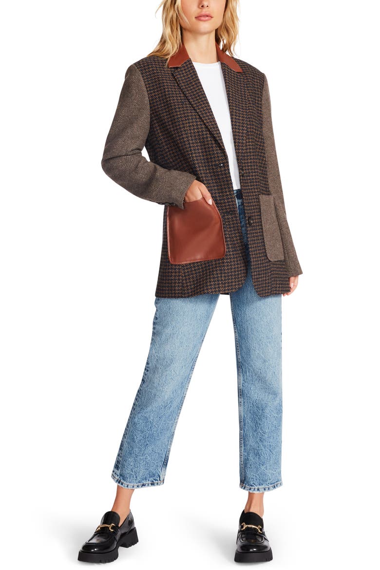 Kelly Mixed Media Blazer, Alternate, color, PEACOAT NAVY