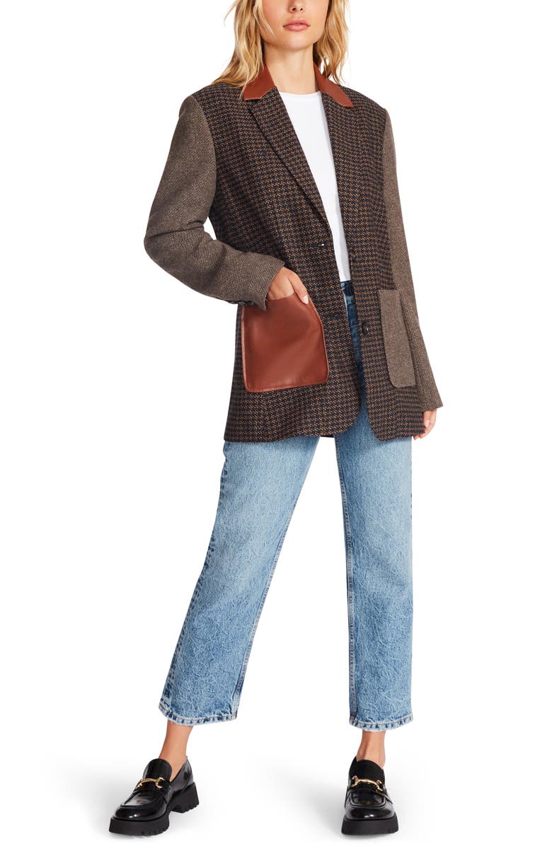 Steve Madden Kelly Mixed Media Blazer, Alternate, color, 