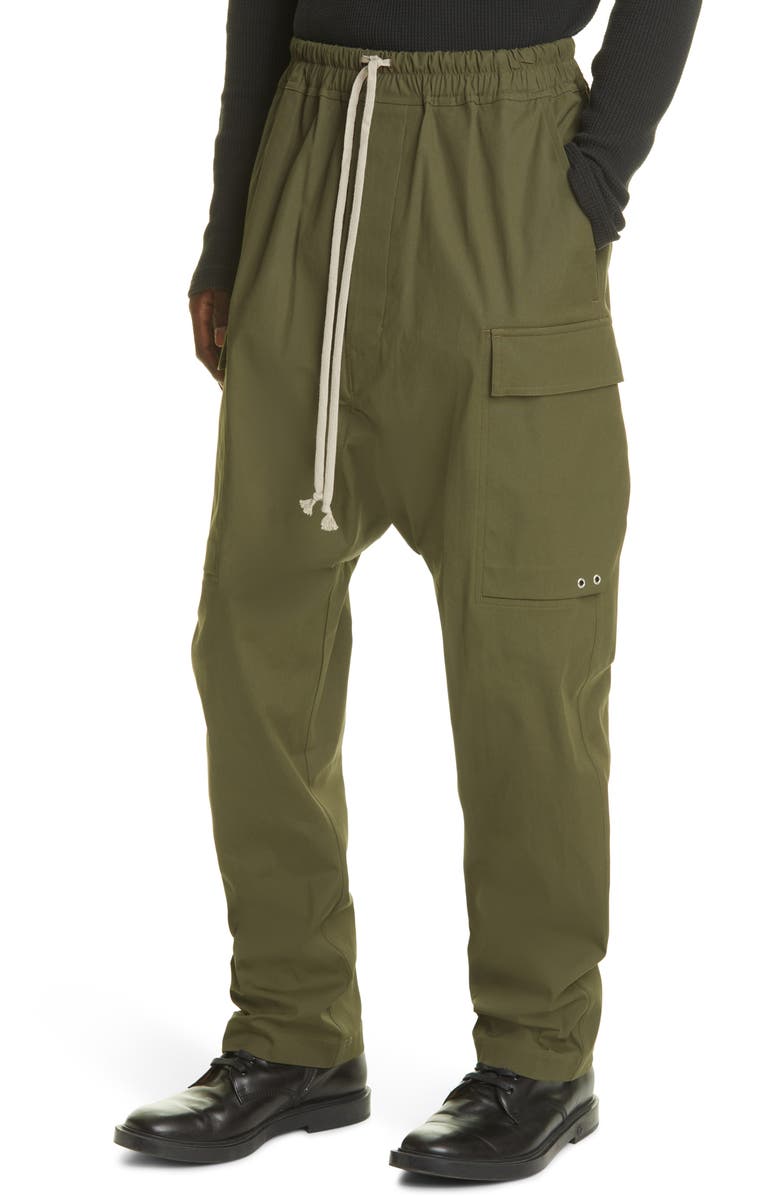 Rick Owens Organic Cotton Stretch Poplin Cargo Pants, Alternate, color, 