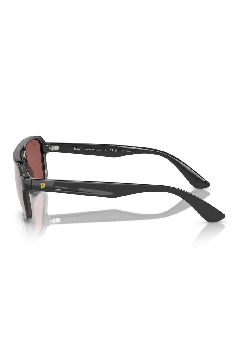 x Scuderia Ferrari 58mm Polarized Flat Top Keyhole Sunglasses, Alternate, color, GREY / PURPLE SILVER POLAR