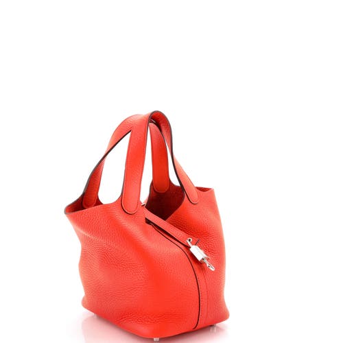 Pre-owned Hermes Hermes Picotin Lock Bag Clemence Pm In Orange