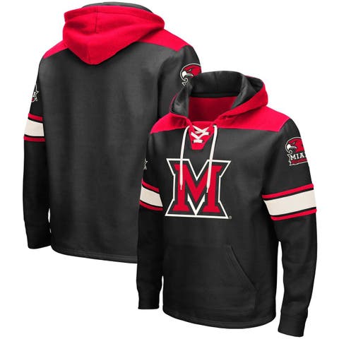 Men's Colosseum Black Miami University RedHawks 2.0 Lace-Up Pullover Hoodie
