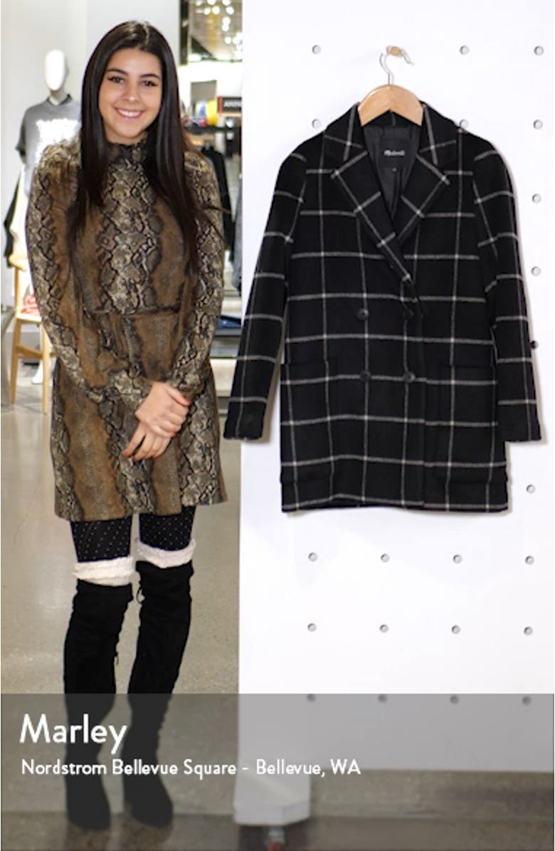 Hollis Windowpane Check Double Breasted Coat, sales video thumbnail