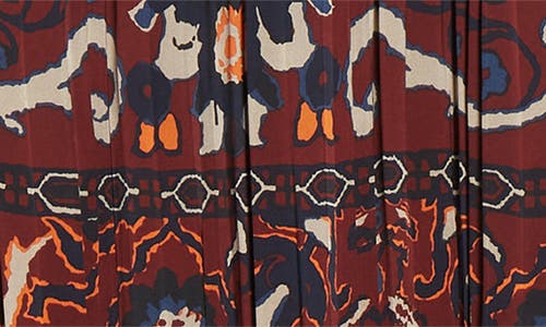 Sacai Floral Sleeveless Gathered & Pleated Dress In Burgundy