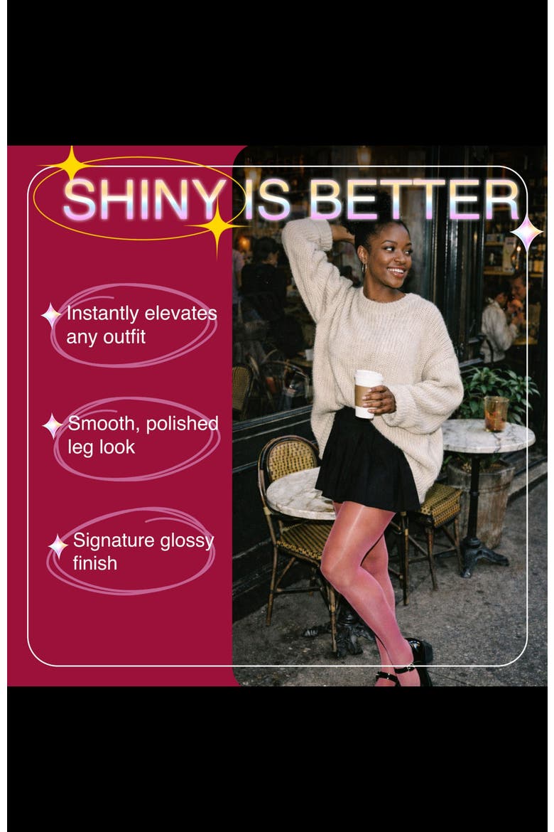 3-Pack ​Glossy Colored Fashion ​Sheer Tights for Women, Alternate, color, Pink