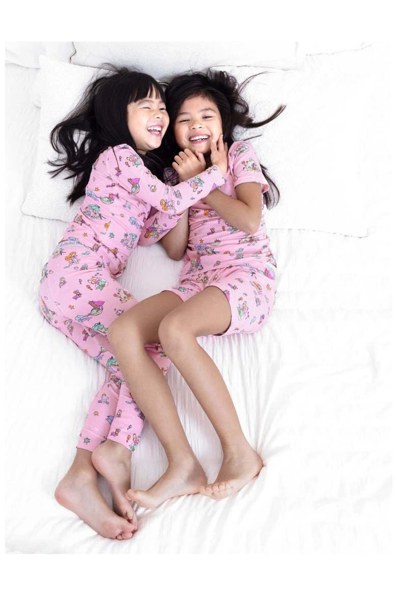 Mermaid Lagoon Kids 2-Piece Short Sleeve & Shorts Pajama Set, Alternate, color, Mermaid Lagoon