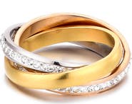 Adornia Cubic Zirconia Tri-Tone Crisscross Band Ring