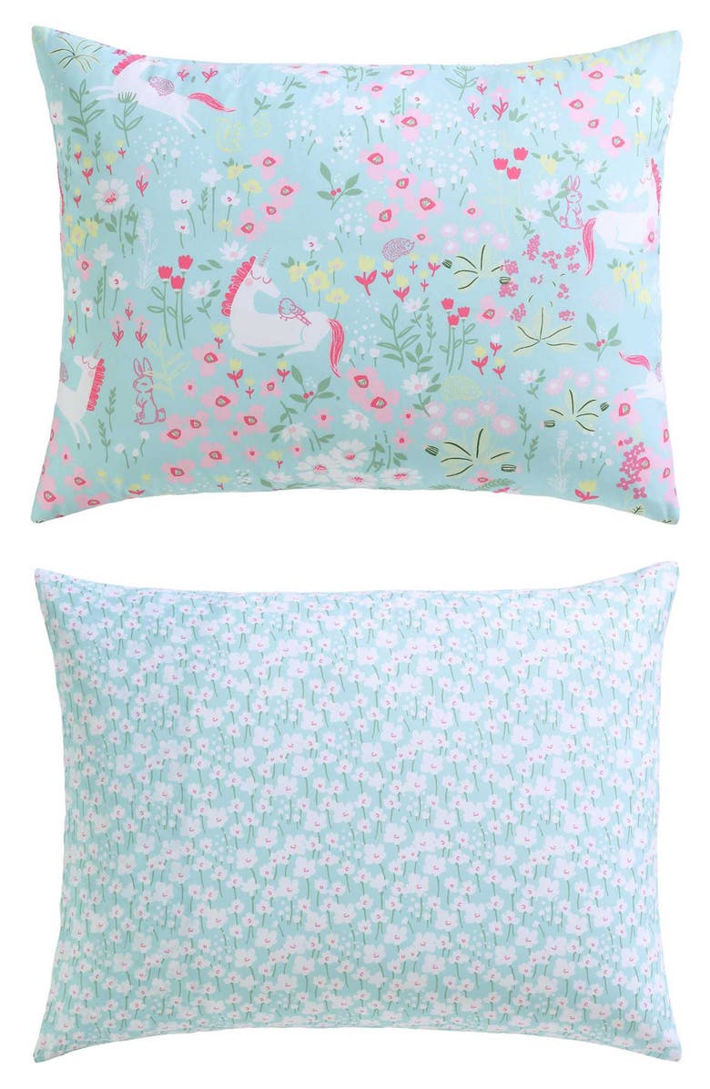 Laura Ashley Magical Unicorns 3-Piece Twin Microfiber Comforter & Sham Set, Alternate, color, Bright Blue