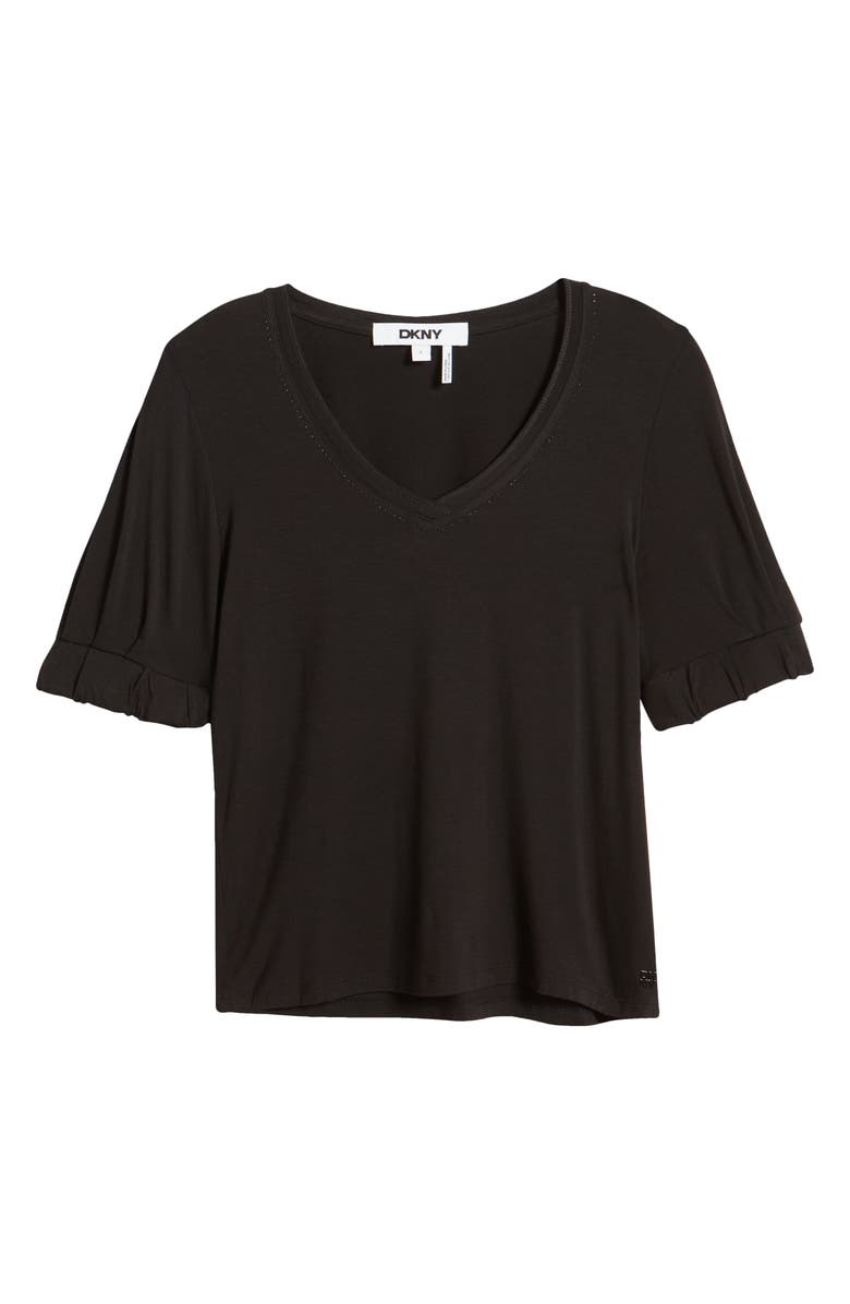 DKNY Pleat Sleeve Jersey Top, Alternate, color, 